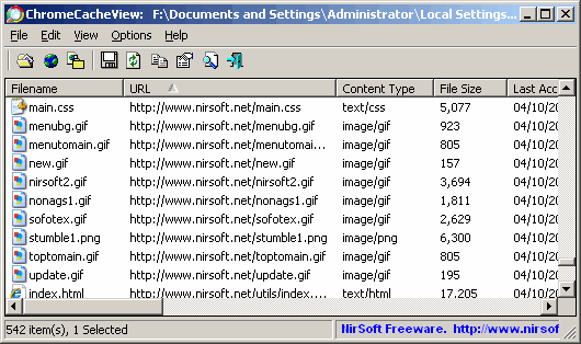 How do you view cache files?