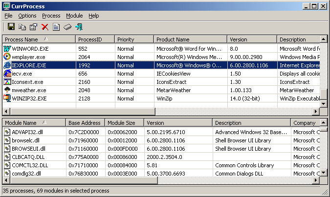 CurrProcess - List all processes running on your system.