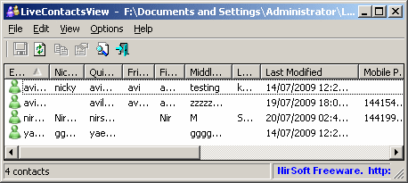 Windows 7 LiveContactsView 1.26 full