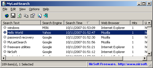 MyLastSearch 1.65 screenshot