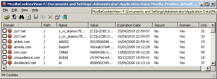 MozillaCookiesView - Cookies Manager for Mozilla and Netscape.