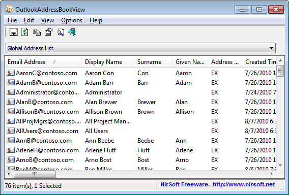 Outlook Address Book Viewer