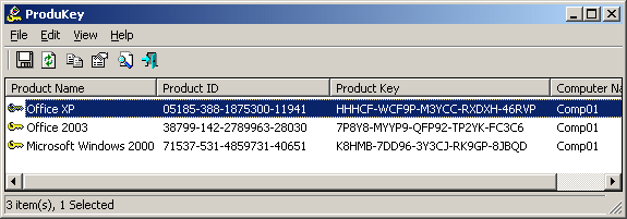 Displays the CD-Keys of MS-Office/Windows installed on your computer.