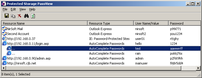 reveals the passwords stored on your computer by Internet Explorer.