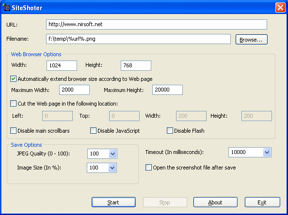 SiteShoter 1.42 screenshot