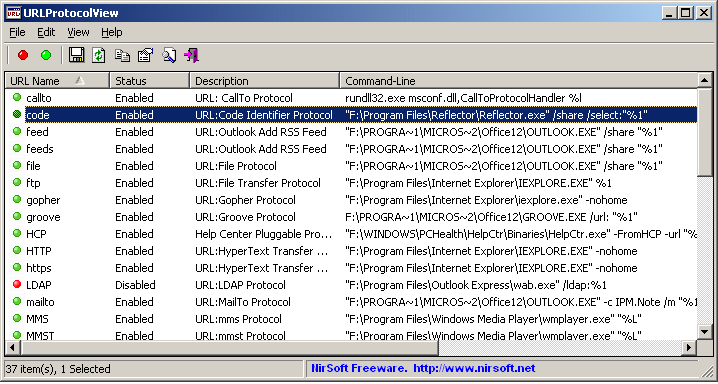 URLProtocolView 1.15 screenshot