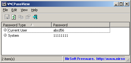 Recover the passwords stored by the VNC tool.