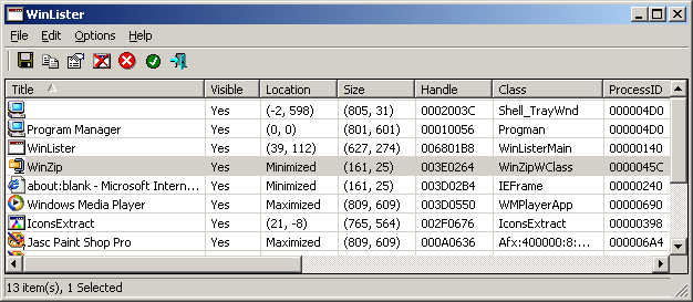 WinLister 1.22 screenshot