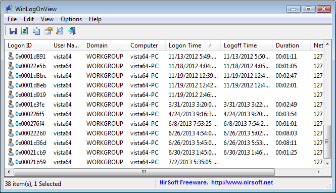 Computer Log History Vista