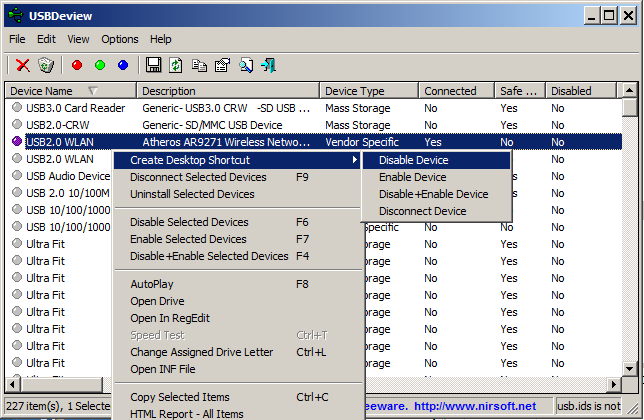 Create Disable USB Shortcut