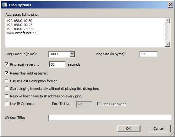 TCP Ping in PingInfoView Software