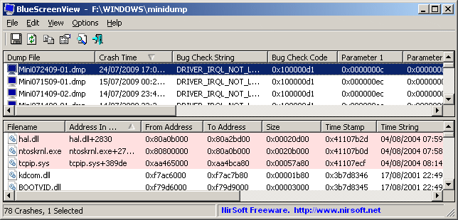 stop error screen windows 7