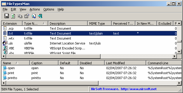 FileTypesMan - Alternative to 'File Types' manager of Windows