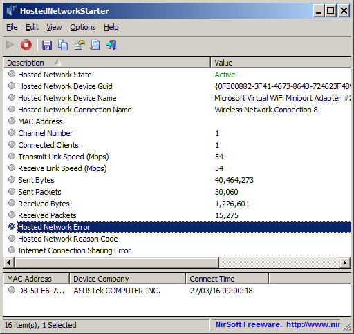 HostedNetworkStarter - Wifi Hotspot Creator for Windows 10/8/7