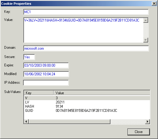 internet explorer cookie viewer