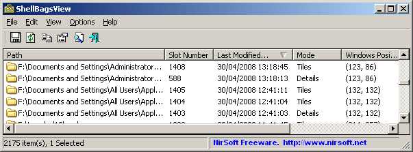 Windows 7 ShellBagsView 1.35 full