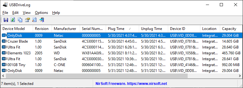 USB Drive Log