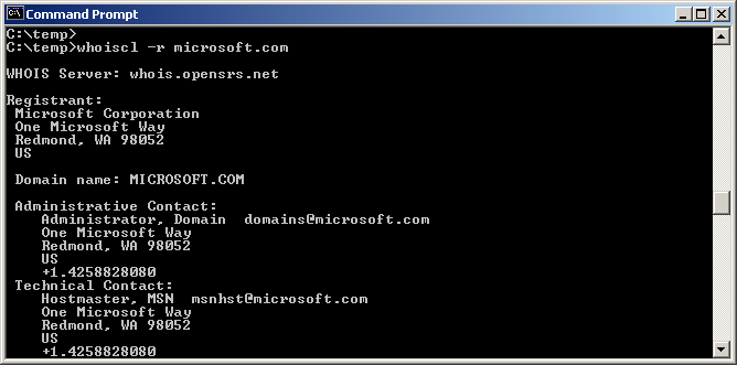 WhoisCL - WHOIS command line tool