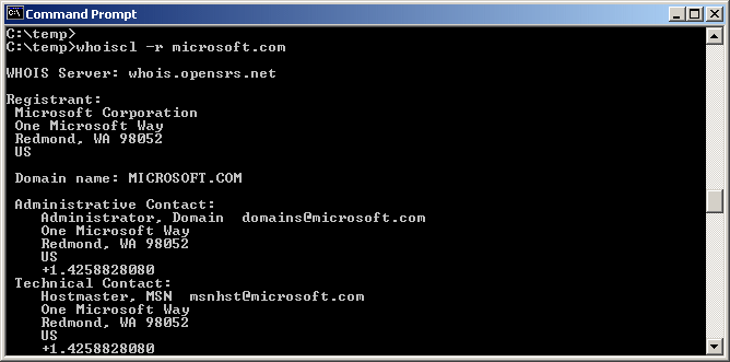 How to do a whois lookup using command prompt 