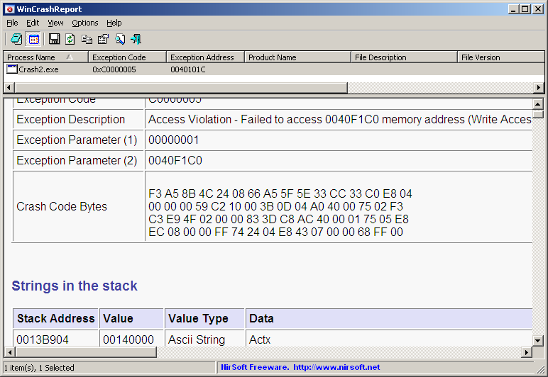 WinCrashReport x64 screenshot