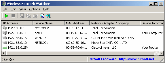 Portable Wireless Network Watcher screenshot